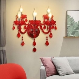 Europese Kristallen Wandlamp Rode Kleur Wandlamp