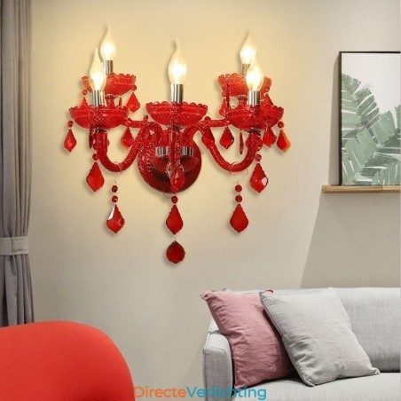 Europese Kristallen Wandlamp Rode Kleur Wandlamp Europese Kristallen Wandlamp Rode Kleur Wandlamp