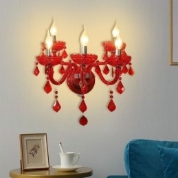 Europese Kristallen Wandlamp Rode Kleur Wandlamp