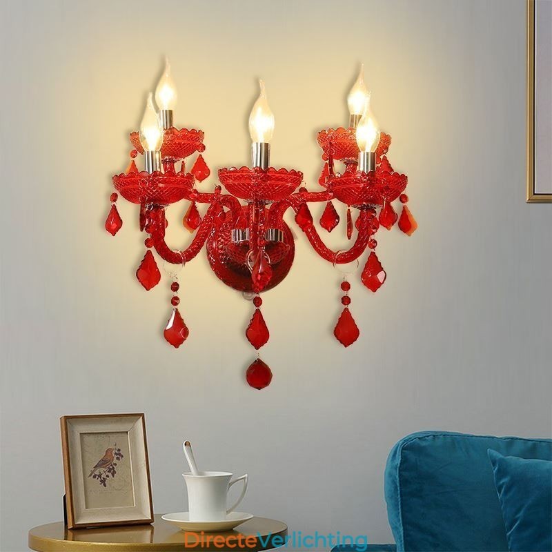 Europese Kristallen Wandlamp Rode Kleur Wandlamp
