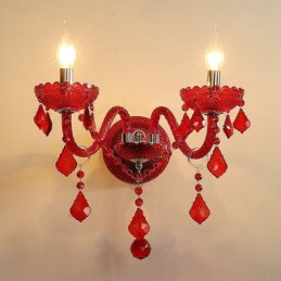 Europese Kristallen Wandlamp Rode Kleur Licht