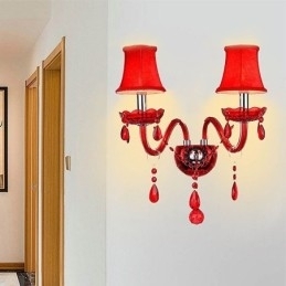 Europese wandlamp kristal wandlamp rode kleur