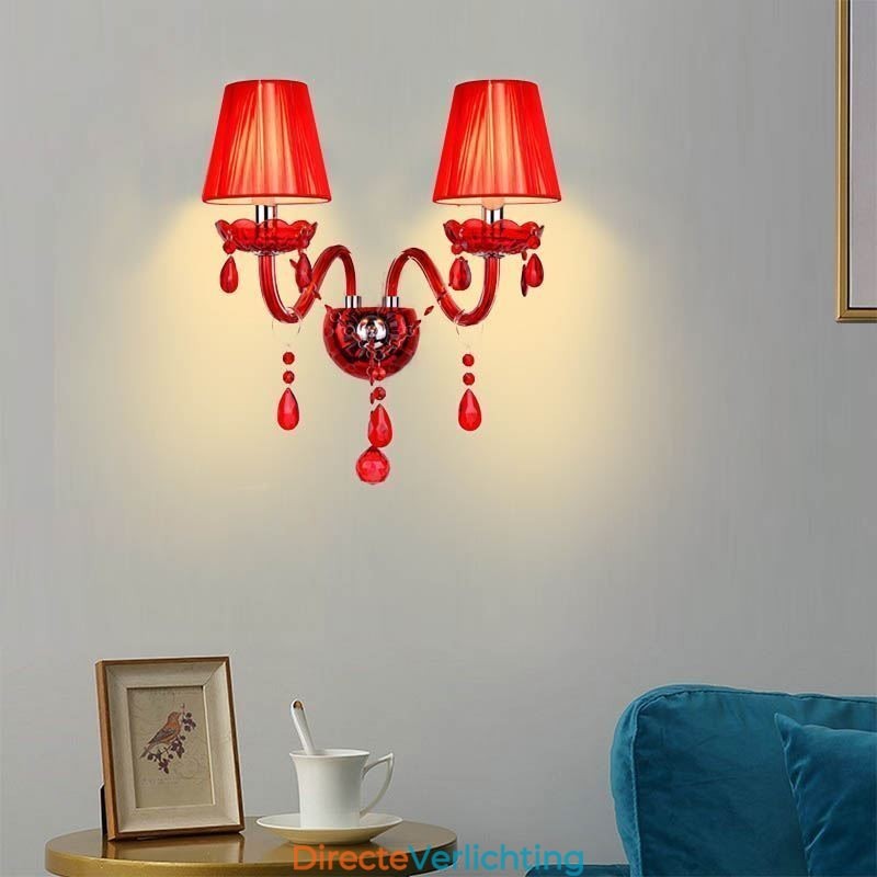 Europese wandlamp kristal wandlamp rode kleur