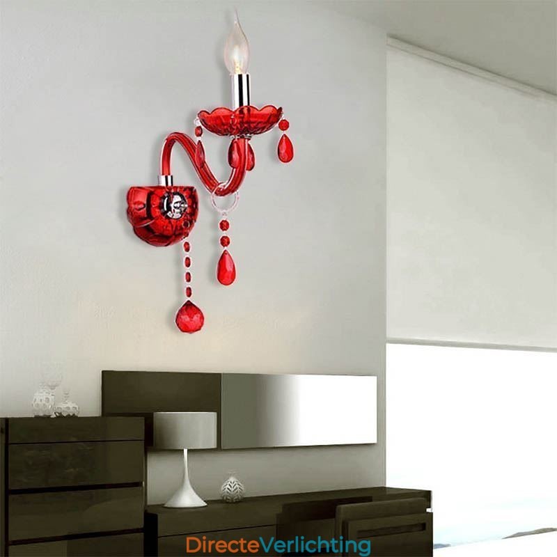 Europese wandlamp kristal wandlamp rode kleur