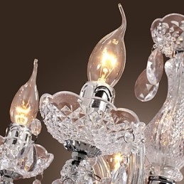 Upligh Chrome Plafondlamp Kaarslicht Acryl Armatuur Kroonluchter Hanglamp