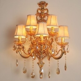 Luxe kristallen wandlamp Europese wandlamp van zinklegering met vijf lampen