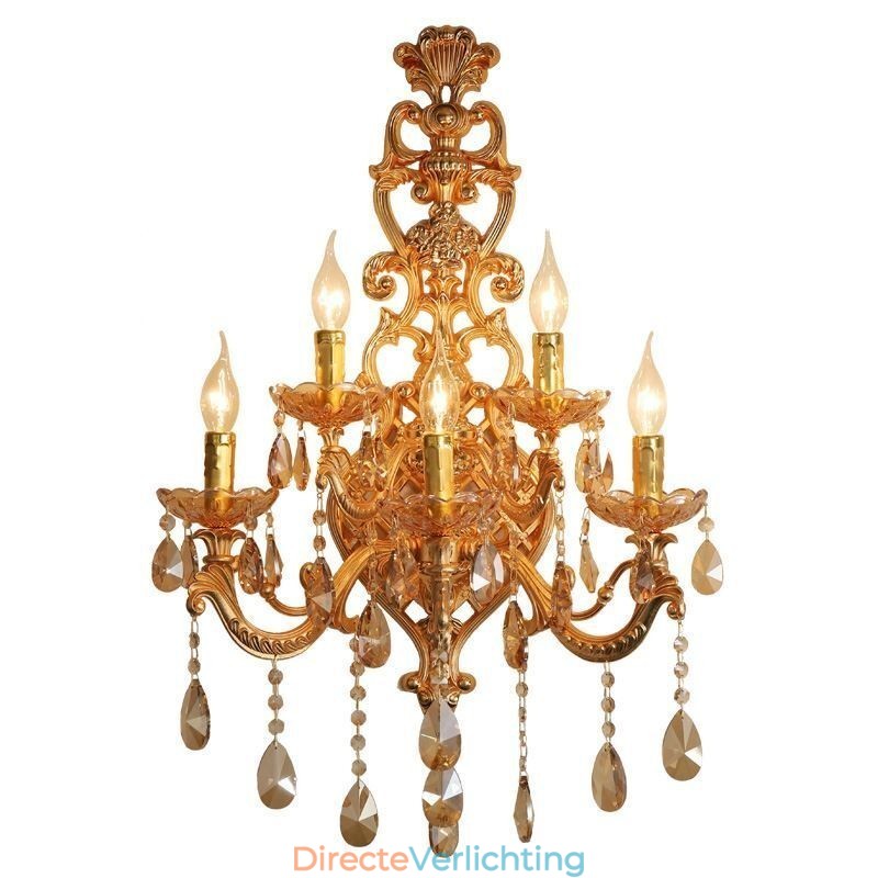 Luxe kristallen wandlamp Europese wandlamp van zinklegering met vijf lampen