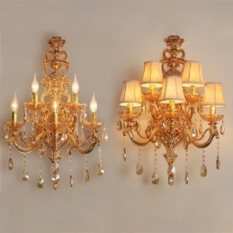 Luxe kristallen wandlamp Europese wandlamp van zinklegering met vijf lampen