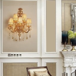 Luxe kristallen wandlamp Europese wandlamp van zinklegering met vijf lampen