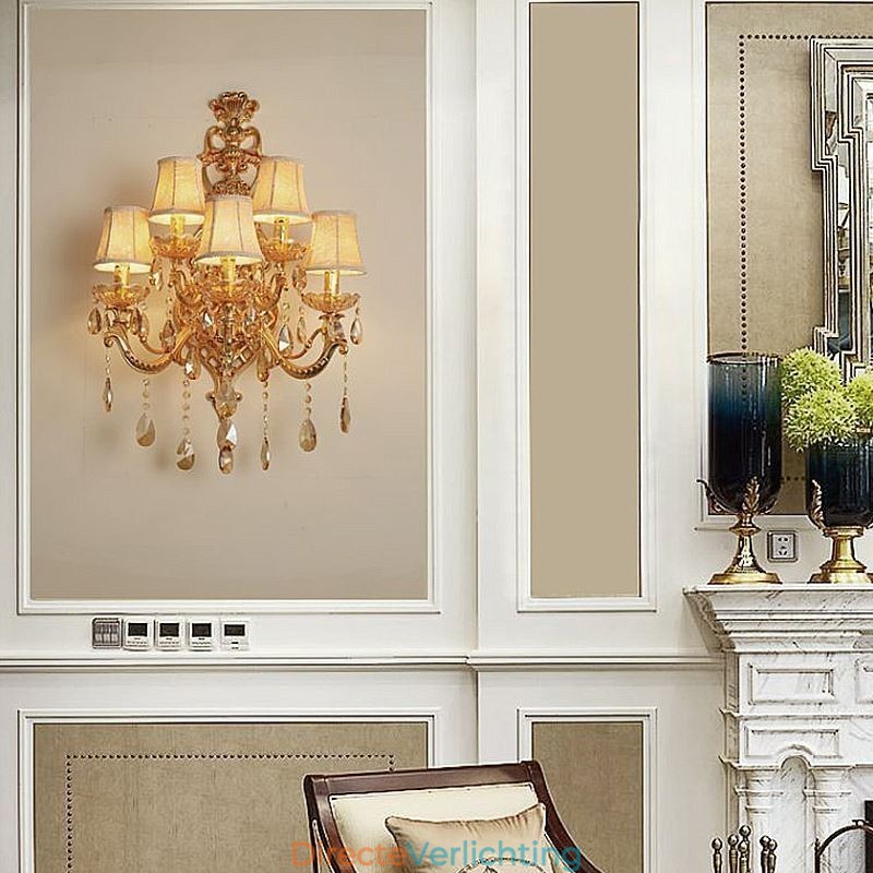 Luxe kristallen wandlamp Europese wandlamp van zinklegering met vijf lampen