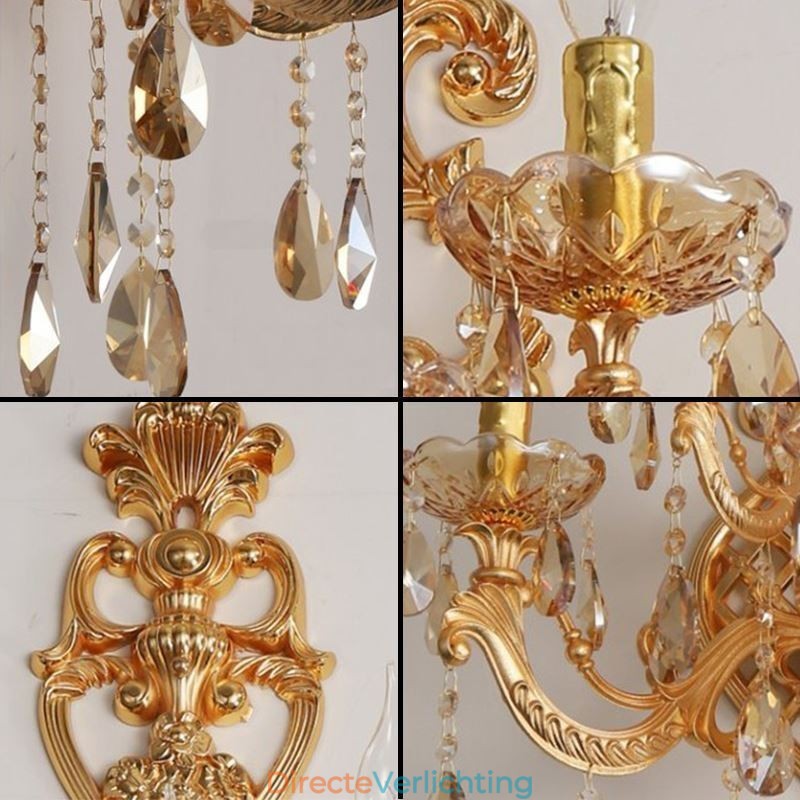Luxe kristallen wandlamp Europese wandlamp van zinklegering met vijf lampen