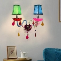 Kleurrijke kristallen wandlamp Europese wandlamp met twee lampen