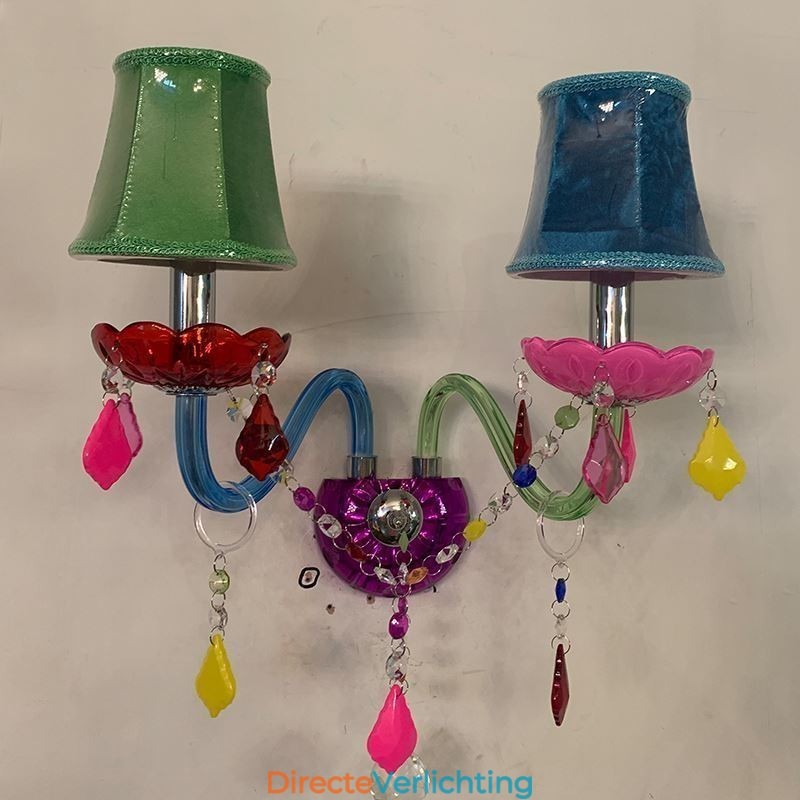 Kleurrijke kristallen wandlamp Europese wandlamp met twee lampen