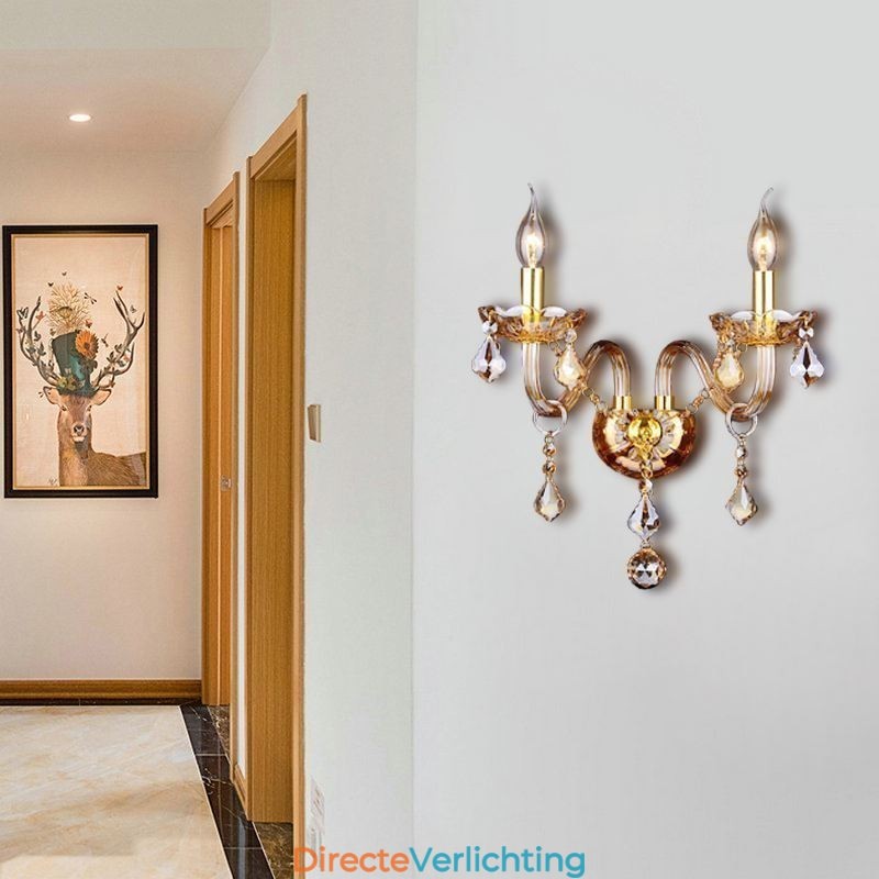 Europese kristallen wandlamp Elegante tweelichts wandlamp Trap