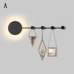 Moderne wandlamp, ronde wandlamp, zwarte haak, wandlamp, nachtkastjeverlichting