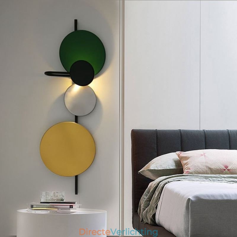 Moderne wandlamp, ronde wandlamp, kleurrijke verlichting voor thuis, verlichting naast het bed