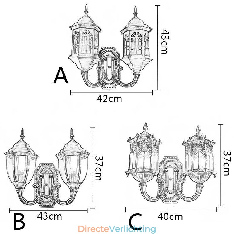 Europese Buiten Wandlamp Waterdichte Dubbele Kasteel Wandlamp