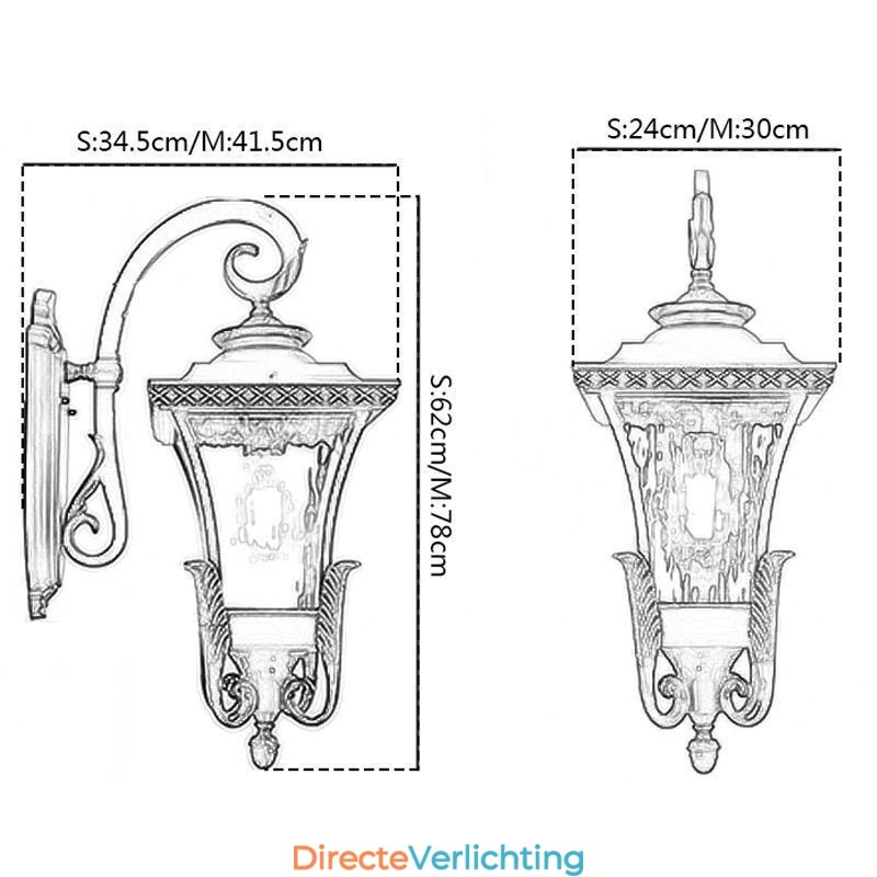 Chinese Buitenlamp Enkele Kop Waterdichte Glazen Wandlamp Binnenplaats Gang
