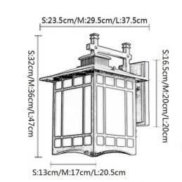 Chinese Stijl Buitenlamp Waterdicht Paviljoen Vorm Wandlamp Tuin Balkon