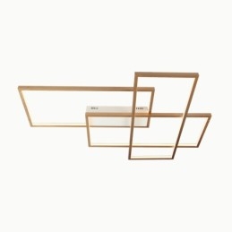 Goudkleurige moderne, eigentijdse aluminium plafondlamp met dimmer voor woonkamer/slaapkamer (kan ook als wandlamp worden gebruikt)
