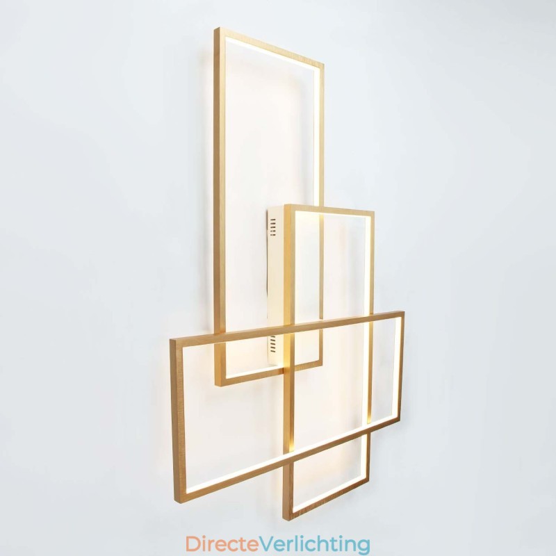 Goudkleurige moderne, eigentijdse aluminium plafondlamp met dimmer voor woonkamer/slaapkamer (kan ook als wandlamp worden gebruikt)