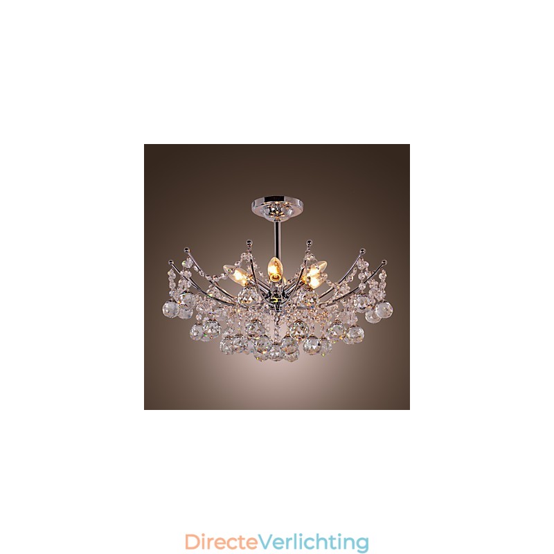 Luxe kristallen kroonluchter met 6 lampen hangkroonluchter