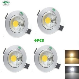 4PCS Zweihnder 3W 300Lm COB Plafondlamp Downlight Warm Wit Licht