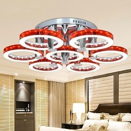 Rode acryl kroonluchter met 7 lampen (chroom)
