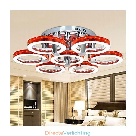 Rode acryl kroonluchter met 7 lampen (chroom) Rode acryl kroonluchter met 7 lampen (chroom)