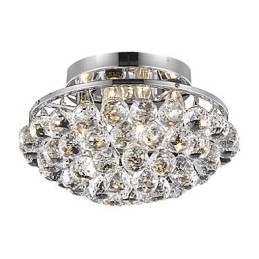Moderne 4-lichts plafondlamp met kristallen druppels in ronde vorm