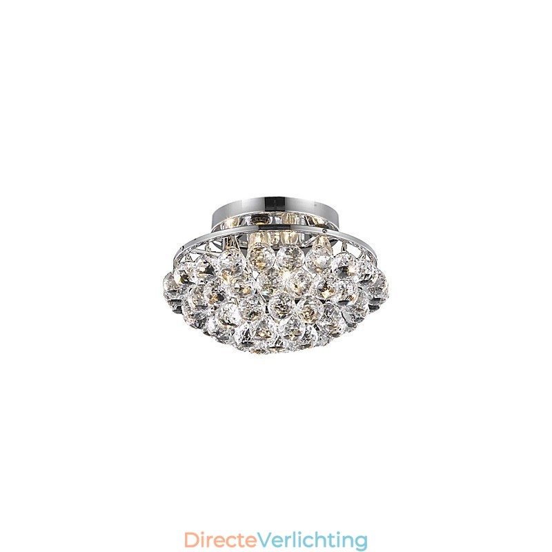 Moderne 4-lichts plafondlamp met kristallen druppels in ronde vorm