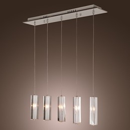 Moderne eigentijdse eiland kristal chroom metalen hanglamp