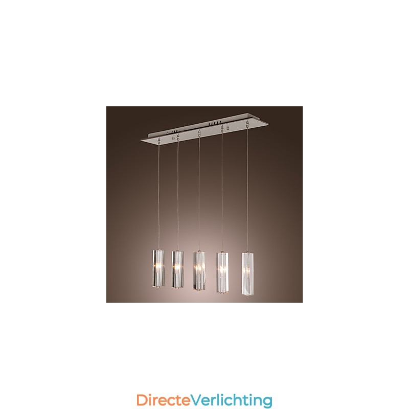 Moderne eigentijdse eiland kristal chroom metalen hanglamp