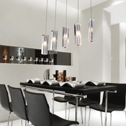 Moderne eigentijdse eiland kristal chroom metalen hanglamp