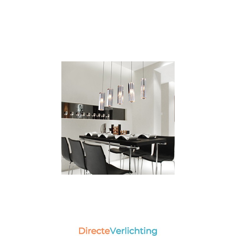 Moderne eigentijdse eiland kristal chroom metalen hanglamp
