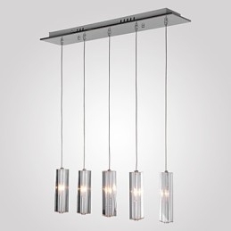 Moderne eigentijdse eiland kristal chroom metalen hanglamp