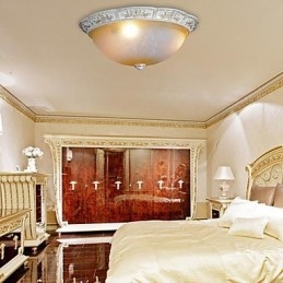 Witte inbouwlamp met lichtgeel wit glas, harspatroon, Europees klassiek