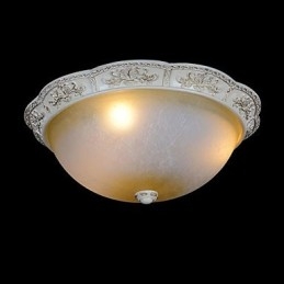 Witte inbouwlamp met lichtgeel wit glas, harspatroon, Europees klassiek