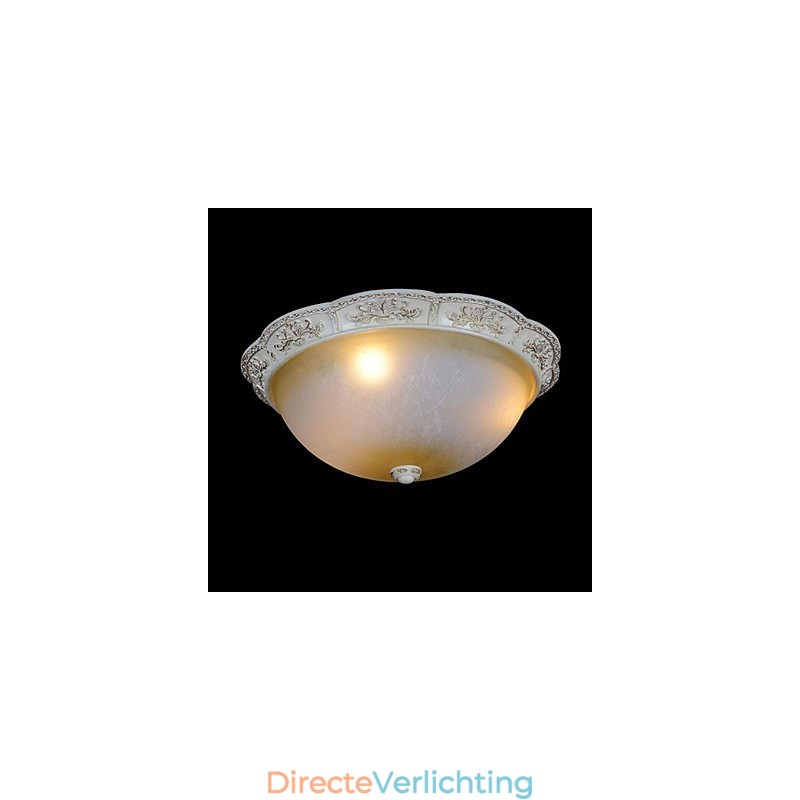 Witte inbouwlamp met lichtgeel wit glas, harspatroon, Europees klassiek
