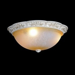 Witte inbouwlamp met lichtgeel wit glas, harspatroon, Europees klassiek