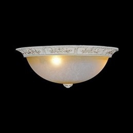 Witte inbouwlamp met lichtgeel wit glas, harspatroon, Europees klassiek
