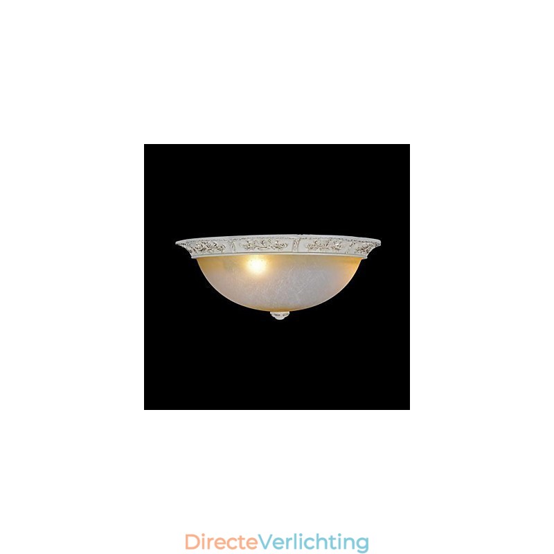 Witte inbouwlamp met lichtgeel wit glas, harspatroon, Europees klassiek