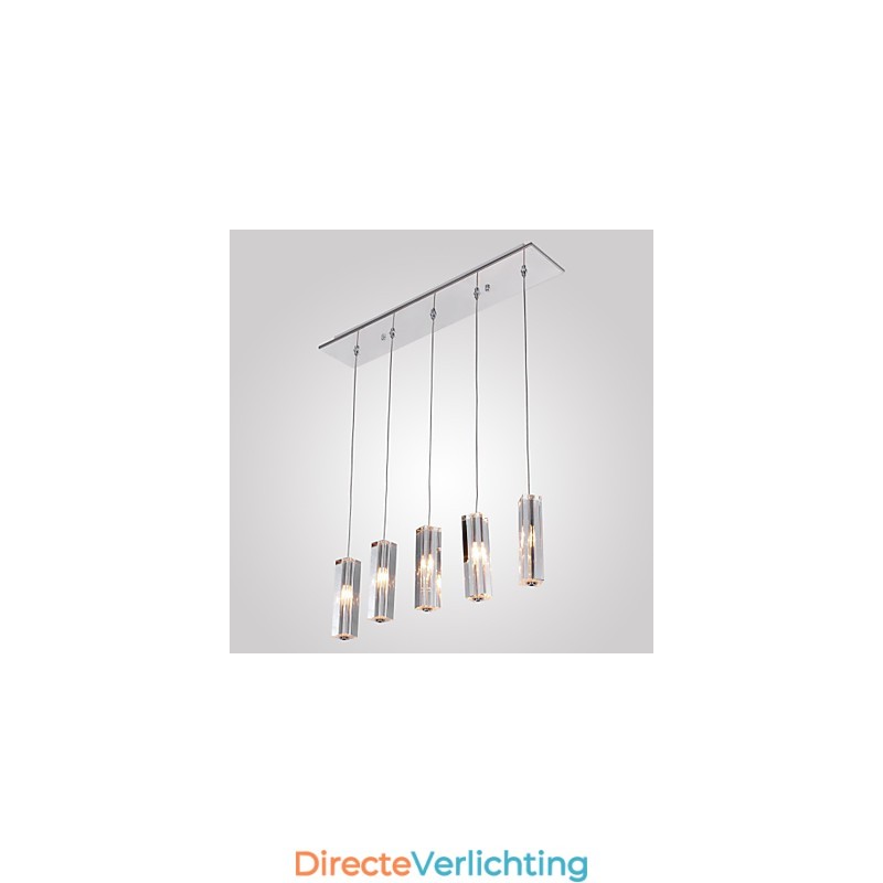 Moderne eigentijdse eiland kristal chroom metalen hanglamp