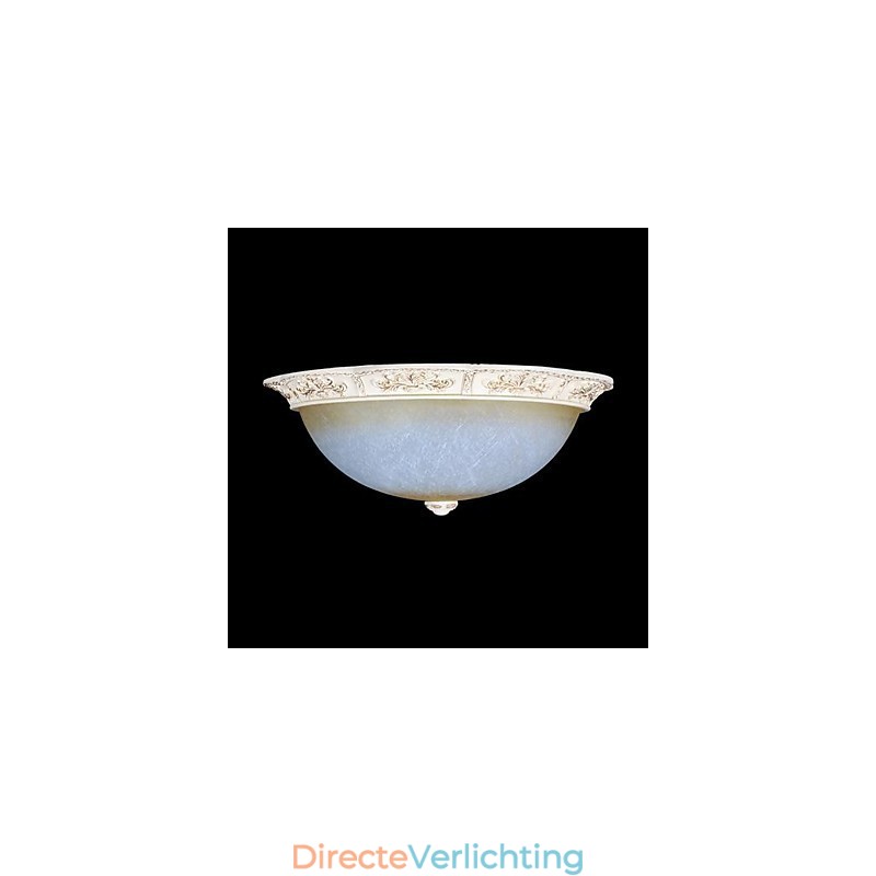 Witte inbouwlamp met lichtgeel wit glas, harspatroon, Europees klassiek
