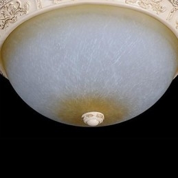 Witte inbouwlamp met lichtgeel wit glas, harspatroon, Europees klassiek