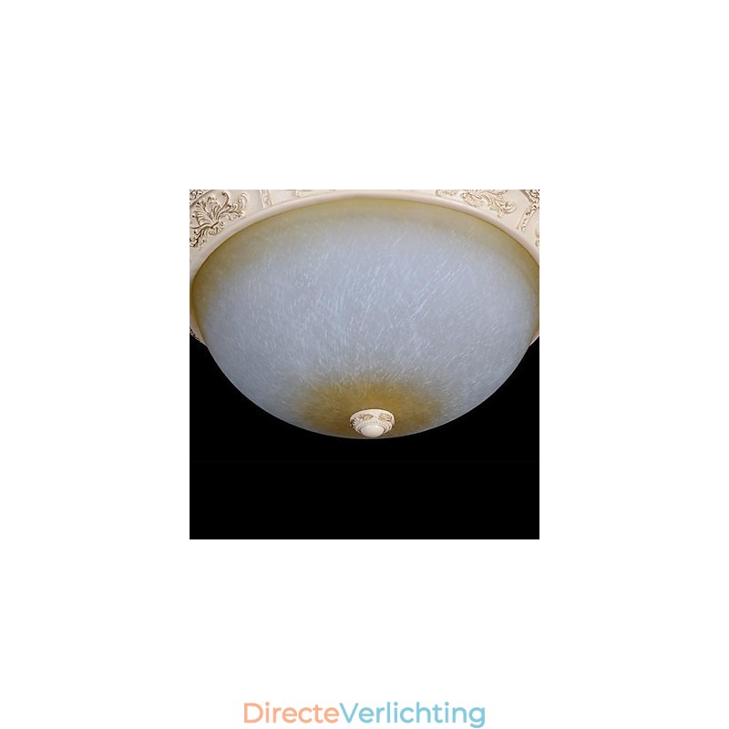 Witte inbouwlamp met lichtgeel wit glas, harspatroon, Europees klassiek