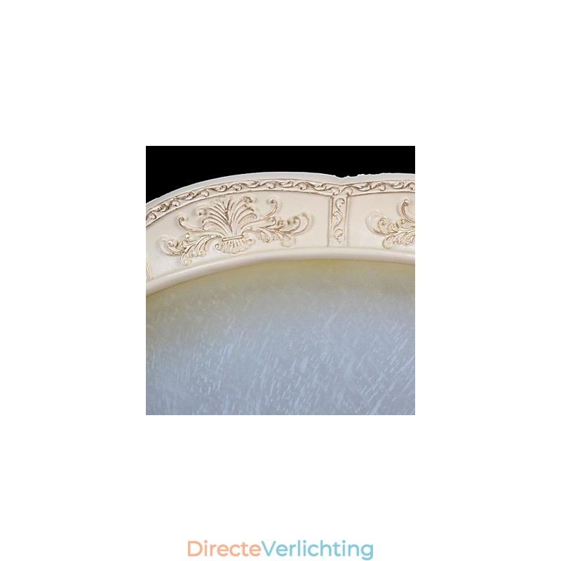 Witte inbouwlamp met lichtgeel wit glas, harspatroon, Europees klassiek