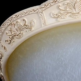 Witte inbouwlamp met lichtgeel wit glas, harspatroon, Europees klassiek