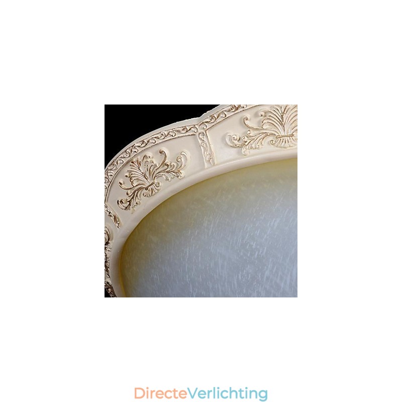 Witte inbouwlamp met lichtgeel wit glas, harspatroon, Europees klassiek