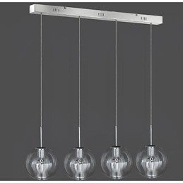 Moderne, eigentijdse, traditionele, klassieke, chromen metalen hanglamp voor kinderen met 4 lampen